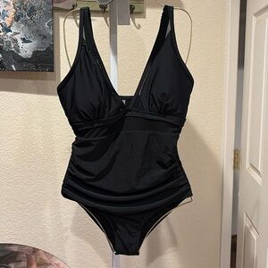 Black Mesh One Piece Swimsuit Amazon New!
